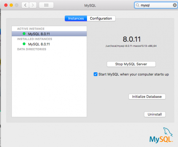 starting mysql database server mysqld