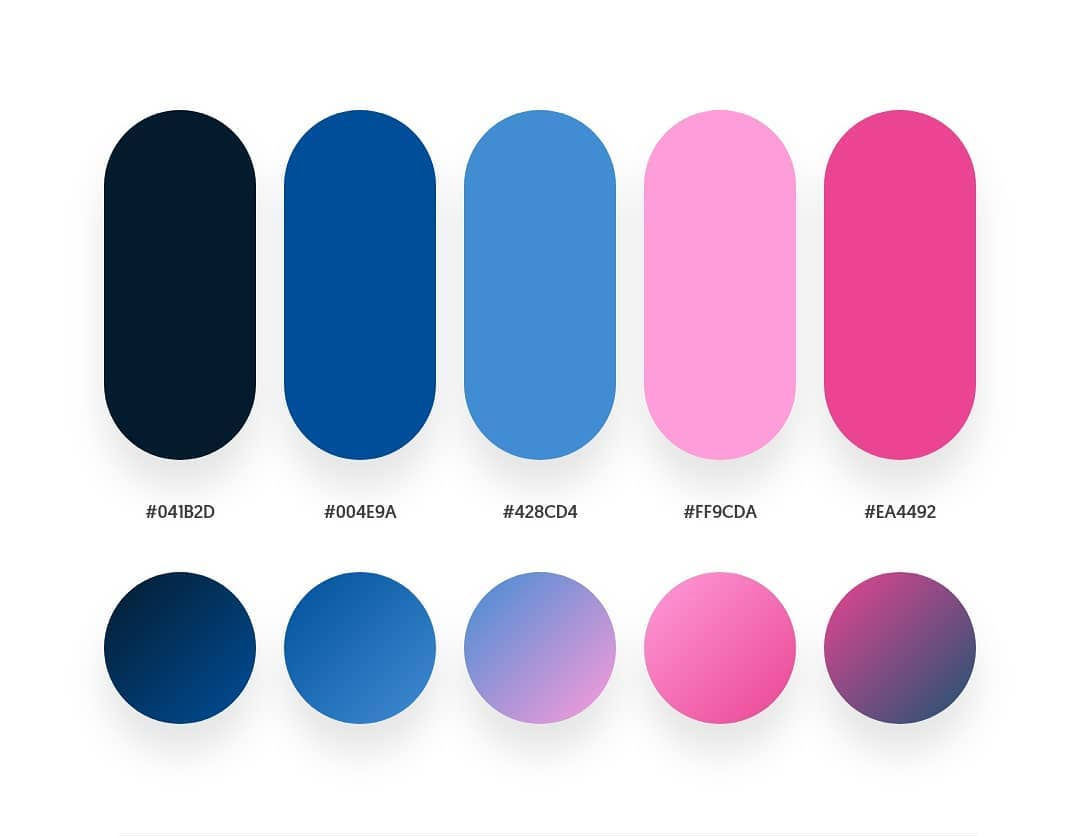 Black, blue, pink color schemes & gradient palettes