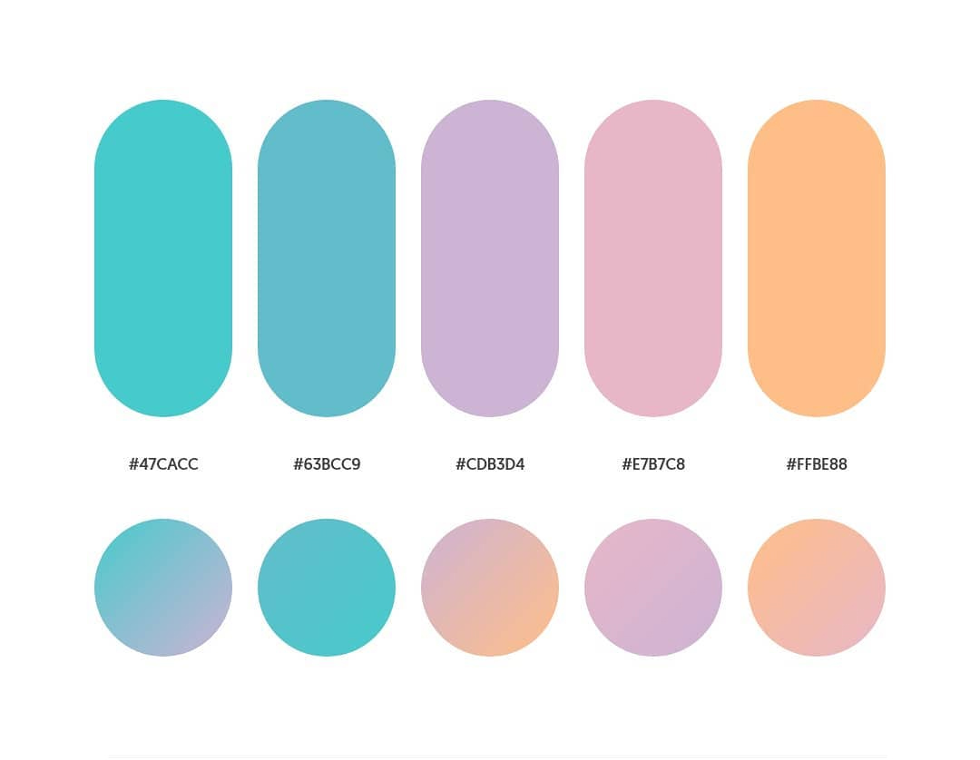 Green, purple, pink, orange color schemes & gradient palettes