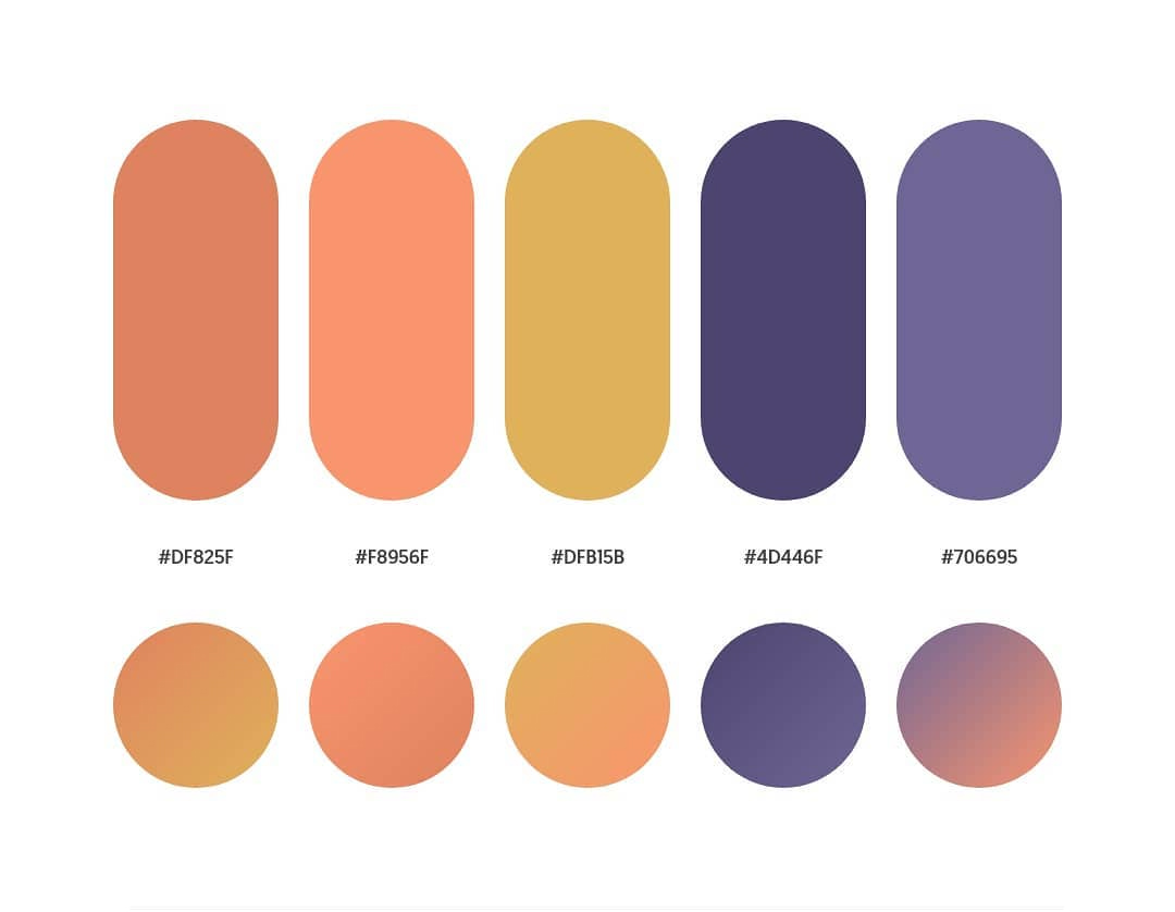 Orange, yellow, blue color schemes & gradient palettes