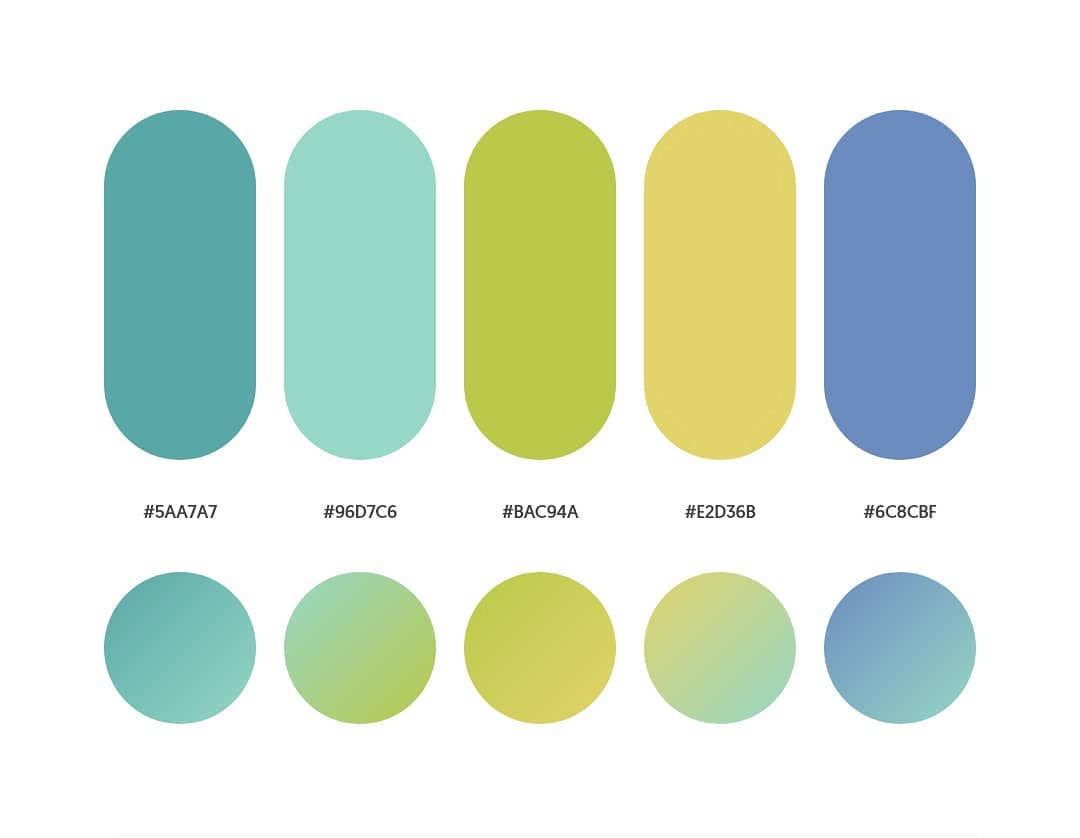 Green, blue color schemes & gradient palettes