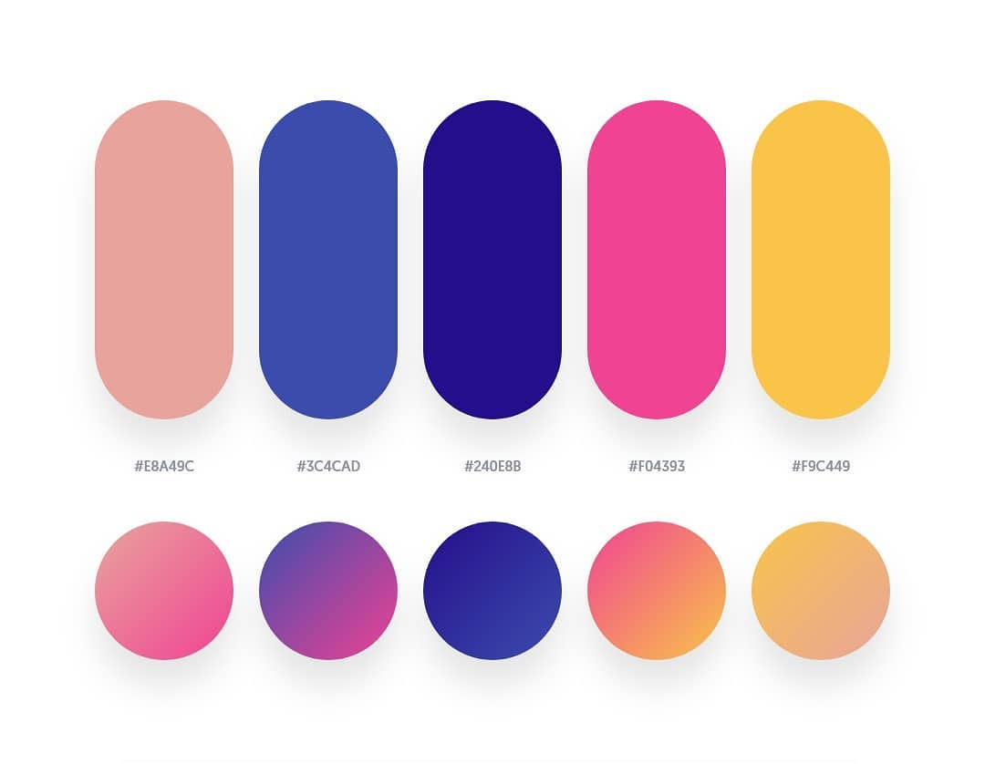 Blue, pink, orange color schemes & gradient palettes