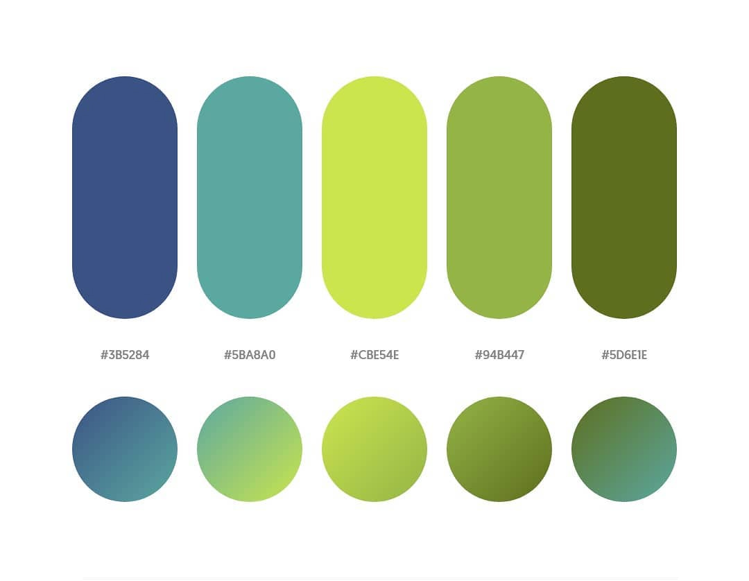 Blue, green color schemes & gradient palettes