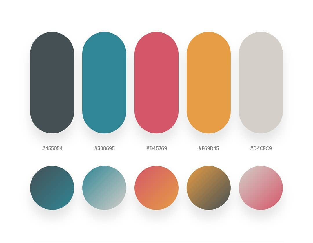 Blue, red, orange color schemes & gradient palettes