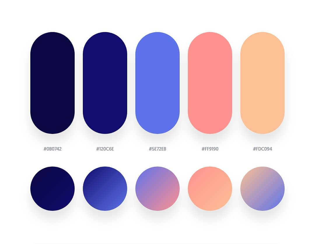 Blue, orange color schemes & gradient palettes