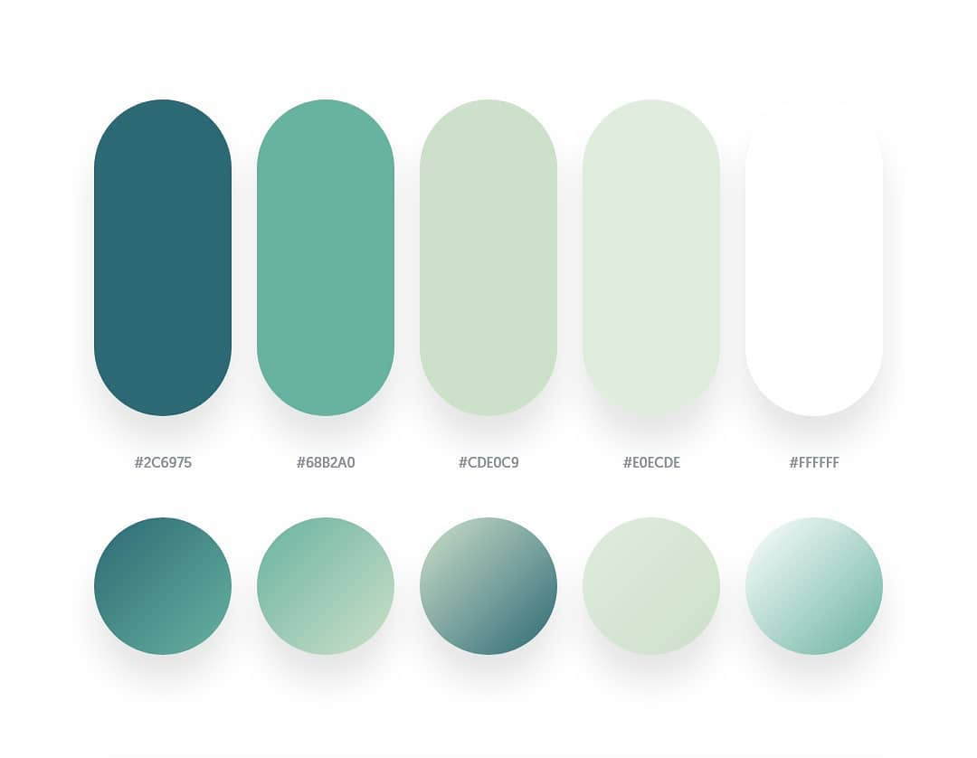 Green color schemes & gradient palettes